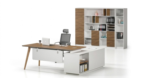 Office furniture 2 pieces. Set boss table + filing cabinet tables shelf desk