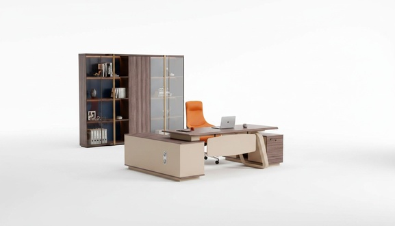 Office furniture corner desk office table work table wooden table beige