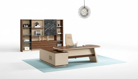 Office furniture corner desk office table work table table wood brown