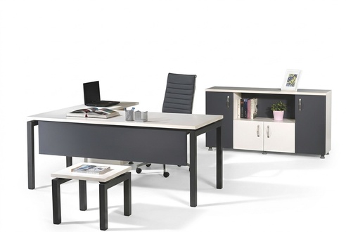 Office furniture grey set 3pcs corner office desk complete office cabinet wood group