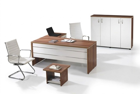 Office furniture set 3 pcs corner office desk complete office cabinet wood group white