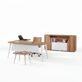 Office furniture white set 3-piece corner office desk complete office cabinet wood group