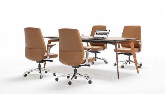 Office set 4x conference chairs & conference table complete set meeting table 5 pieces.