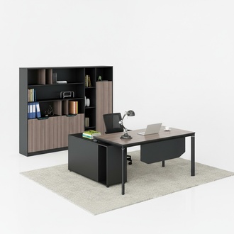 Office set complete office corner desk filing cabinets 2 pieces. with cable duct table