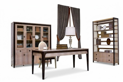 Office set furniture desk table cupboard shelf complete 4 pieces. group