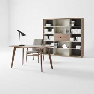 Office set table chair shelf wood set desks Designer Office Italy