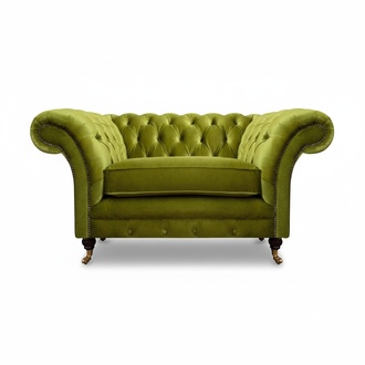 Olive green Chesterfield armchair upholstered furniture designer textile 1-seater