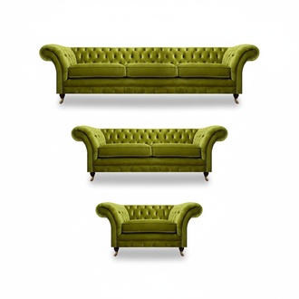 Olive green Chesterfield living room sofa set luxury 3-piece set