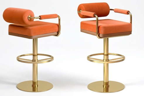 Orange bar chair stainless steel seater elegant single-seater modern lounge furniture