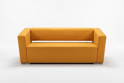 Orange Three Seater Office Furniture Study Couch Luxury Textile Sofa