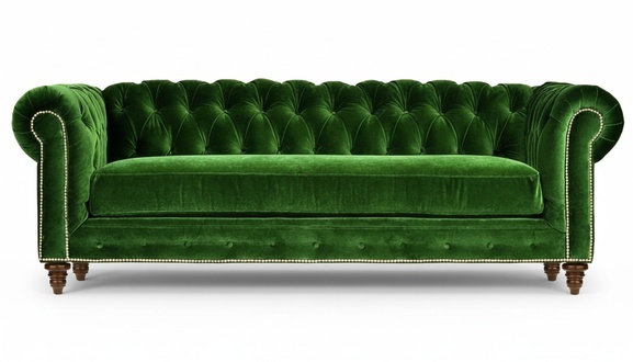Original Chesterfield Three Seater Modern Design Sofa Green Velvet Furniture Fabric Couch