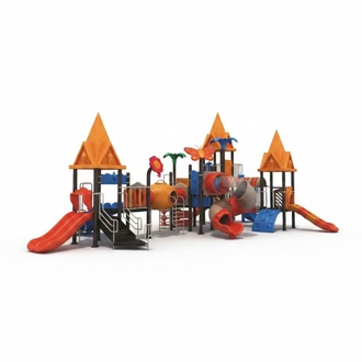 Outdoor children\'s playground Play tower with slide Climbing tower Children\'s