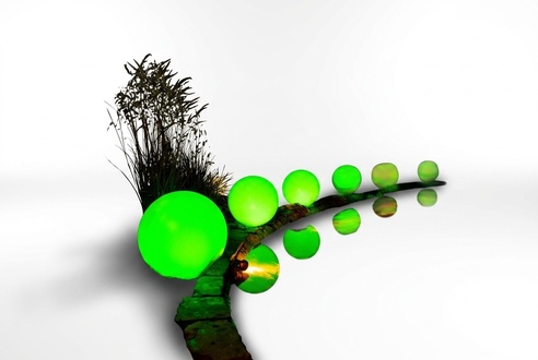 Decorative garden sculpture designed as a Ball Luminous green light 40cm