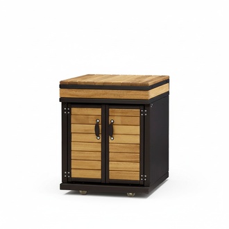 Modern brown wooden outdoor kitchen module