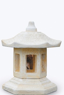 Outdoor/terrace decorative lamp sculpture made of weather-resistant cement 48cm