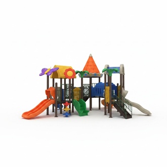 Outdoor play tower with slide jungle style entertainment children\'s playgrounds