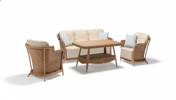 Outdoor seating group lounge set sofa furniture poly rattan garden furniture 4-piece