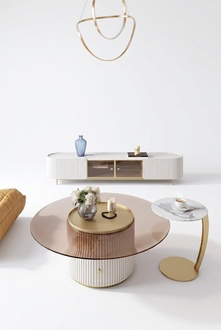 Oval RTV sideboard cabinet Noble luxury lowboard side tables table glass