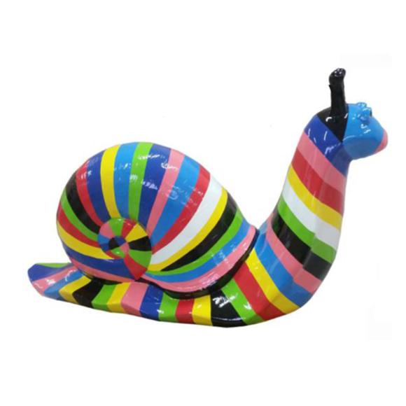 Abstract decorative sculpture designed as a gloss snail with multi-colored stripes 100cm