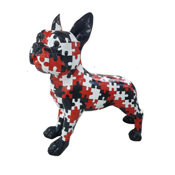 Abstract decorative sculpture designed as gloss bulldog figure in mosaic 190cm
