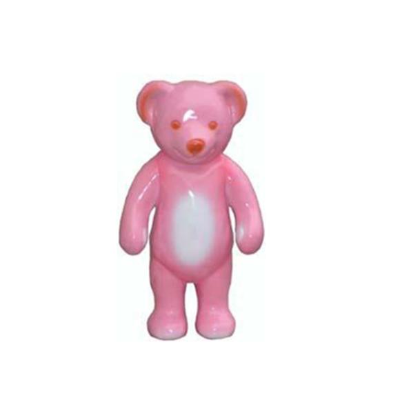 Decorative gloss sculpture designed as a standing pink white coloted teddy bear 40cm