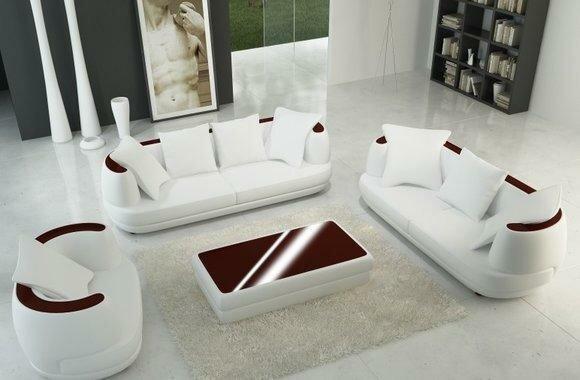 Leather sofa set designer mixture of modern and classic 3+2+1 leather Royal