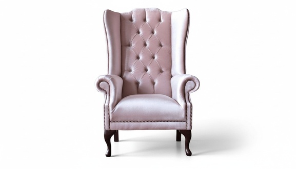 Pink Chesterfield Upholstered Furniture Design Wing Chair Luxury Fabrics Upholstery
