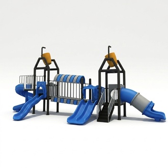 Playground for children Plastic play tower Slides into the water