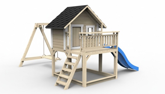 Playground treehouse slide children cabin play tower wooden house kids wood