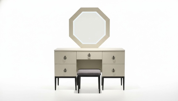 Practical Modern and New Bedroom Dressing Table with Mirror and Stool