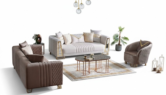 Premium furniture living room set 3+3+1 sofa set 2x sofas armchairs