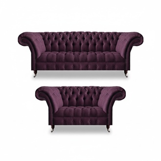 Lila Chesterfield Upholstered Sofa Living Room Three-Seater 2-Seater
