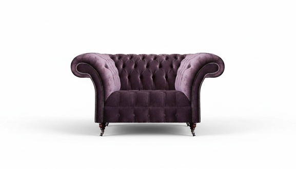 Lila Chesterfield Fabric Three-Seater Modern Living Room Sofa