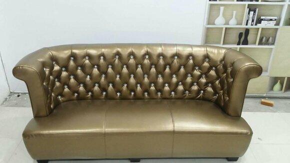 Chesterfield Sofa Couch Polster 3 Sitzer 100% Echtes Leder On Stock lieferbar Neu GOLD