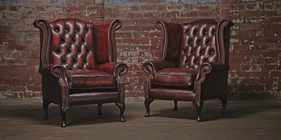 Genuine Chesterfield wing chair armchair couch sofa upholstery seat lounge antique new