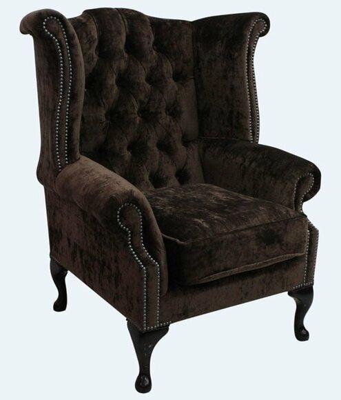 Genuine Chesterfield wing chair armchair couch sofa upholstery seat lounge brown