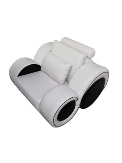 Designer Armchair Relax Chair Footrest Couch Racing Gamer White Black On Stock
