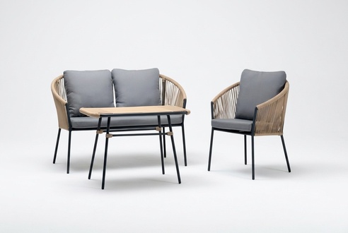Rattan furniture lounge garden terrace sofa furniture balcony couch 2+1 + coffee table