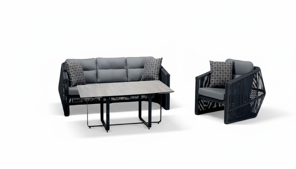 Rattan furniture set, lounge furniture, patio furniture, garden lounge, balcony furniture, 3-piece.