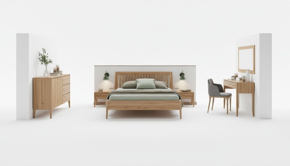 Real wood bedroom 6 pieces. Set 2x bedside table dressing table chest of drawers mirror