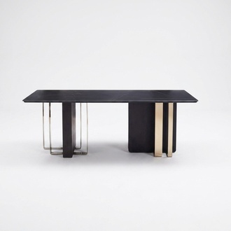 Rectangular Dining Table Black Dining Room Table Wooden Table Stainless Steel Furniture Table