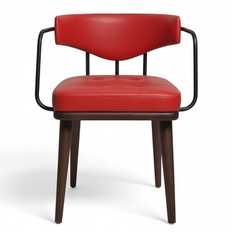 Red armchair dining room single-seater wooden chair living room 1-seater chair