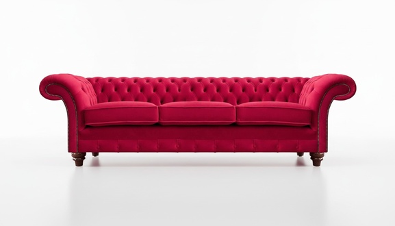 Red Chesterfield 3-seater sofa living room designer couches fabric sofa