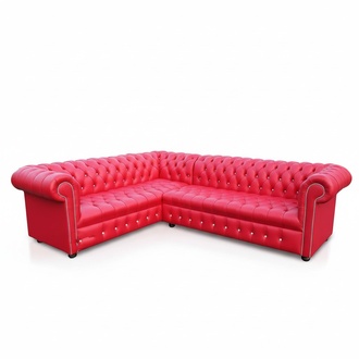 Chesterfield Corner Sofa Unique Design Pink Upholstery Premium Faux Leather New