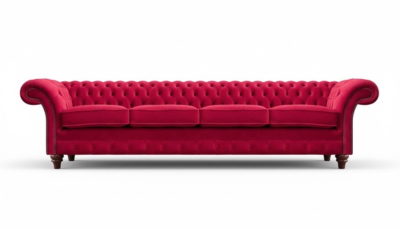 Red Chesterfield four-seater designer upholstered furniture living room couches
