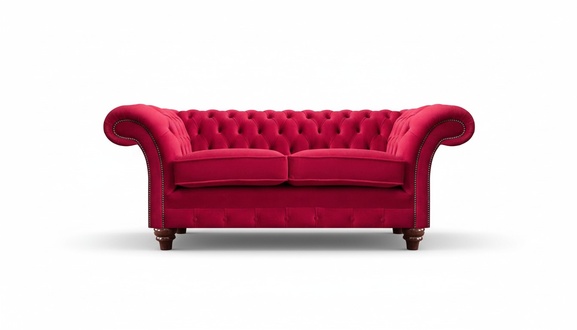 Red Chesterfield Sofa Exclusive Two-Seater Living Room Upholstered Couches