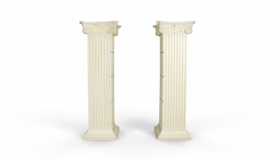 Decorative side columns in antique greek corinthian order style for glass shelves, 210cm height