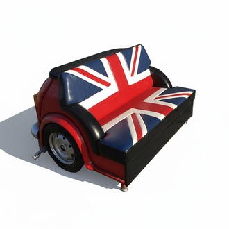 Retro Union Jack Sofa Car Furniture Garage Auto Sofa Couch Upholstery Two Seater