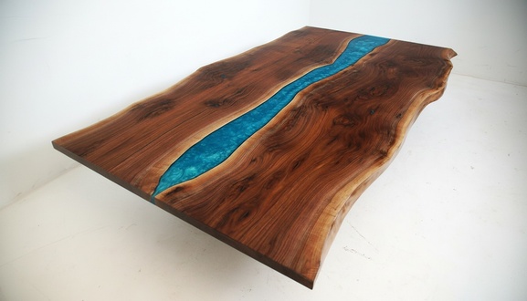 River Table Dining Table Solid Tables 240x100 Epoxy Resin Sea Waterfall