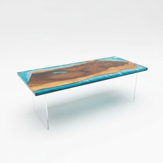 River Table Dining Table Solid Tables 202x81 Epoxy Sea Waterfall